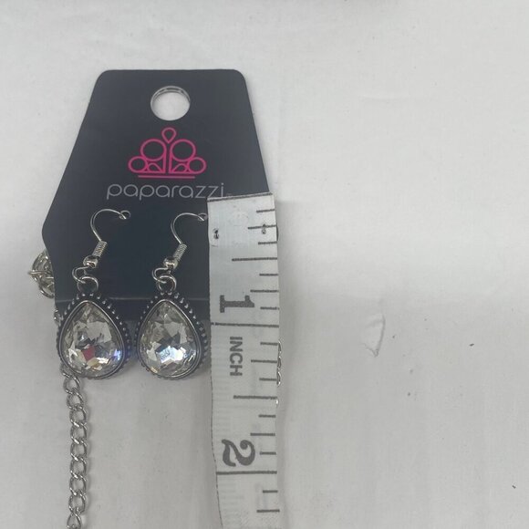 Paparazzi Jewelry Socialite White Necklace & Earrings Set For Women - Picture 7 of 10